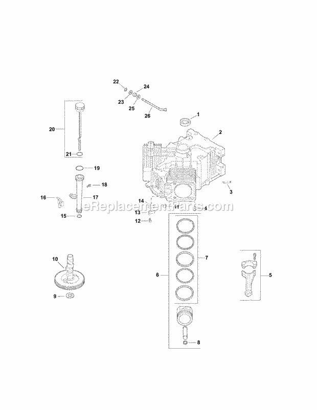 Kohler Cv740-0039 Crankcase Diagram and Parts List for M60-KH 53CB5BDX750-27HP-OHV Cub Cadet Lawn Tractor